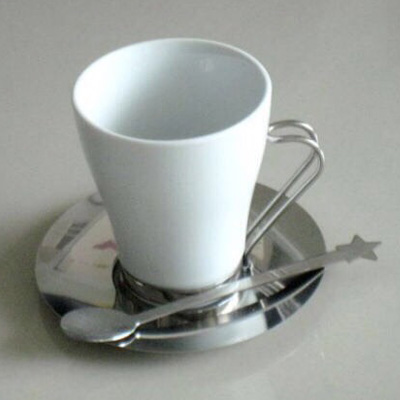 แก้วกาแฟ พร้อมจานรองแก้ว สีขาว, ชุดกาแฟเซรามิค, แก้วกาแฟ​พร้อมจานรอง